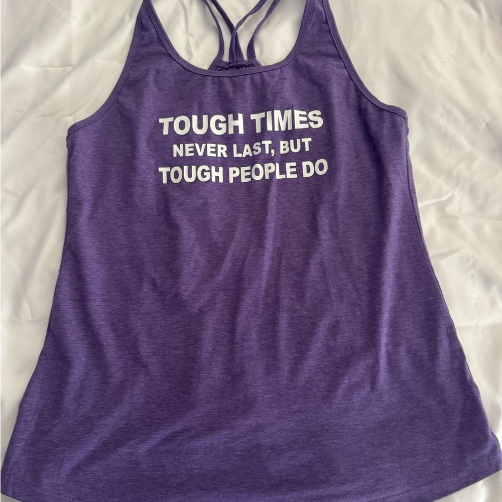 Constantly Varied Gear Purple Racerback Tank Top Tough Times Quote